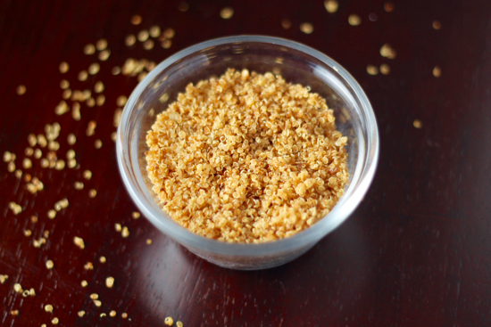 Quinoa Crisps are a super healthy crunchy treat you can sprinkle on yogurt, salads or smoothies. All you need is 2 ingredients and 30 minutes! | sarahnspice.com